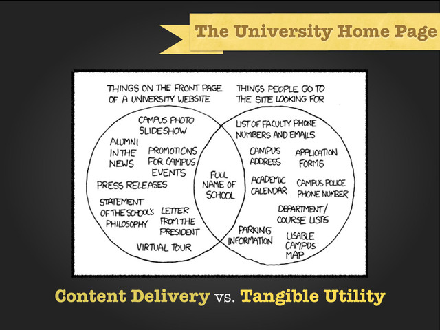 The University Home Page
Content Delivery vs. Tangible Utility
