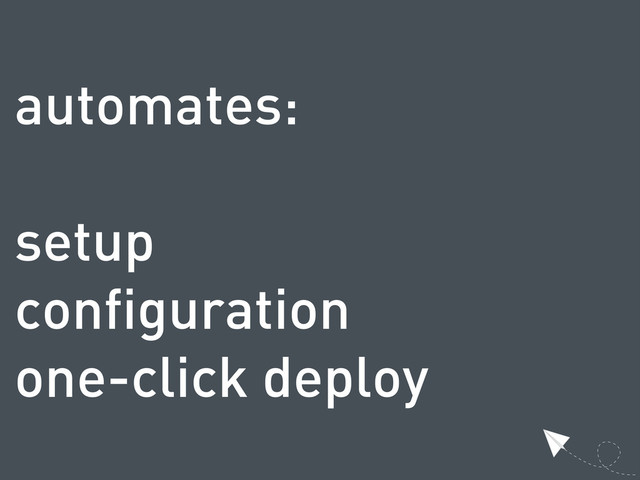 automates:
setup
configuration
one-click deploy
