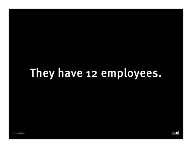 65 | 4/22/2012
They have 12 employees.
