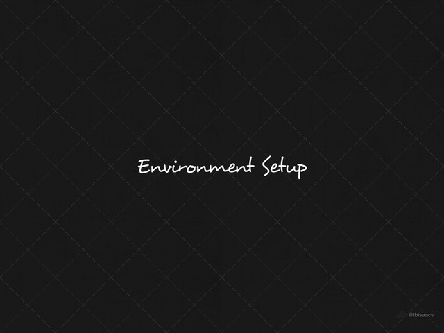 @tbisaacs
Environment Setup
