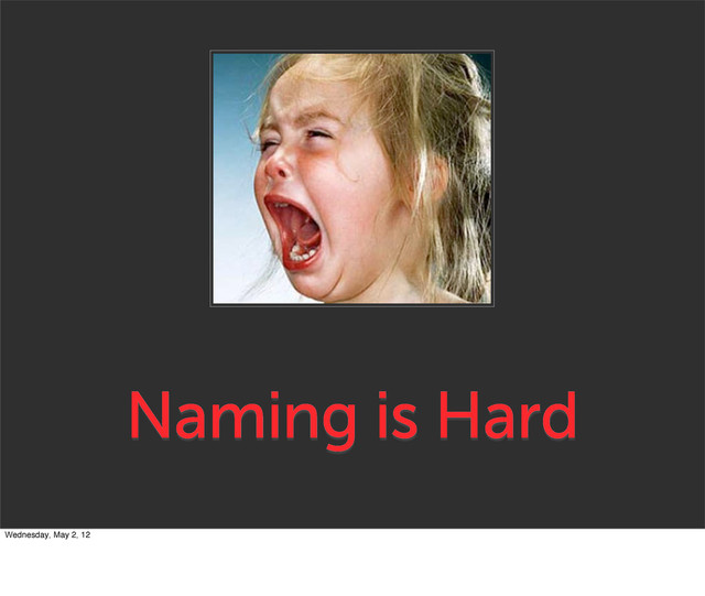 Naming is Hard
Wednesday, May 2, 12
