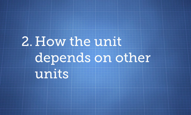 2. How the unit
depends on other
units
