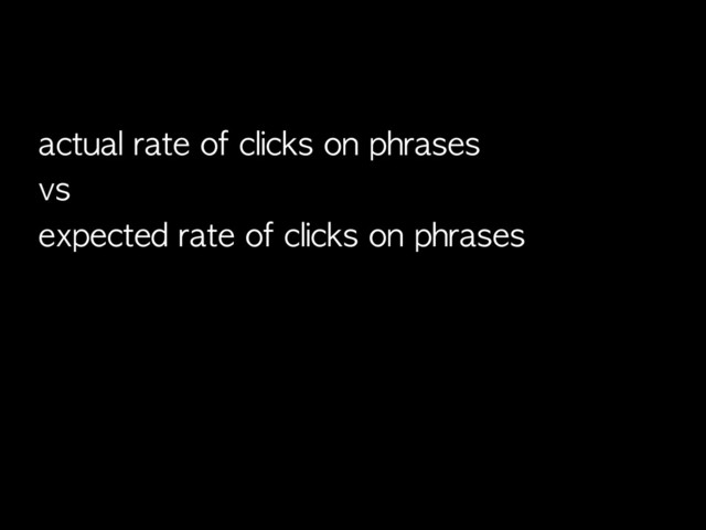 actual	 rate	 of	 clicks	 on	 phrases
vs
expected	 rate	 of	 clicks	 on	 phrases
