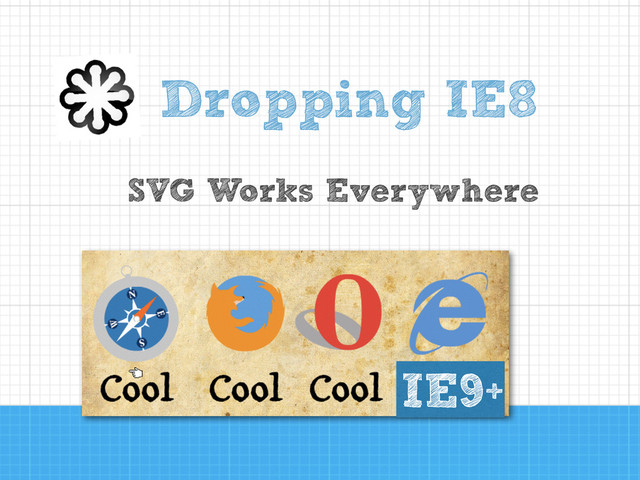 Dropping IE8
SVG Works Everywhere
IE9+
