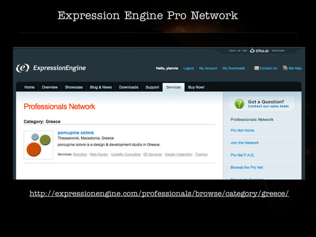 Expression Engine Pro Network
http://expressionengine.com/professionals/browse/category/greece/
