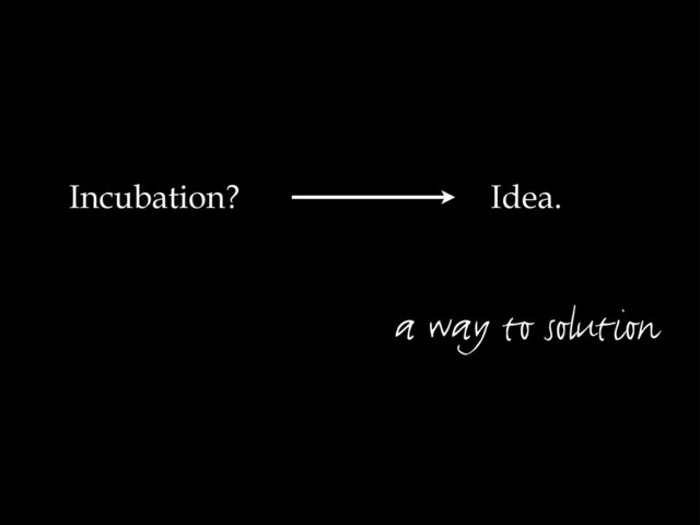 Idea.
a way to solution
Incubation?
