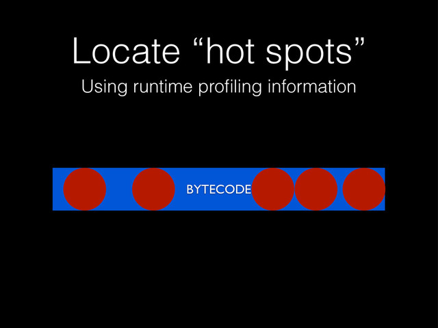 Locate “hot spots”
BYTECODE
Using runtime proﬁling information
