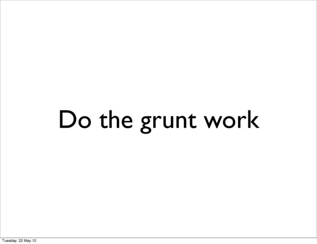 Do the grunt work
Tuesday, 22 May 12
