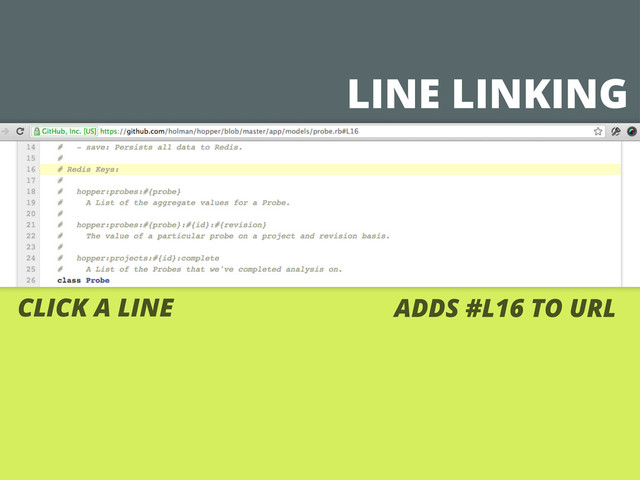 LINE LINKING
CLICK A LINE ADDS #L16 TO URL

