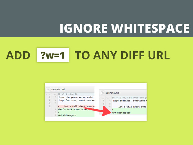 IGNORE WHITESPACE
ADD TO ANY DIFF URL
?w=1
