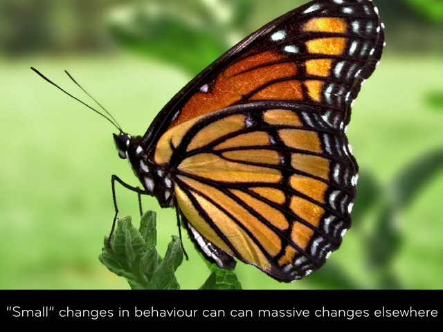 Welcome
“Small” changes in behaviour can can massive changes elsewhere
