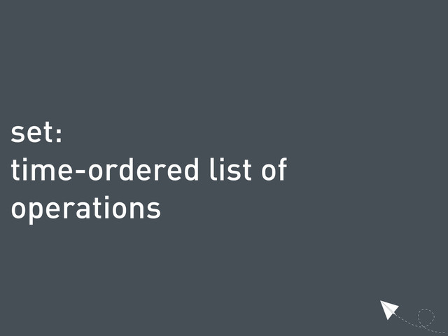 set:
time-ordered list of
operations
