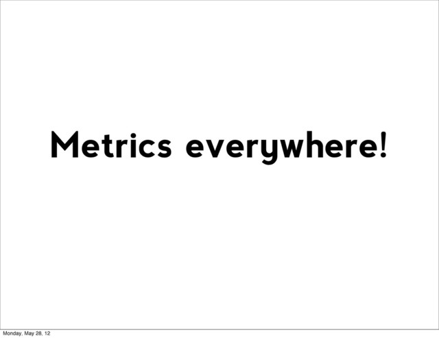 Metrics everywhere!
Monday, May 28, 12

