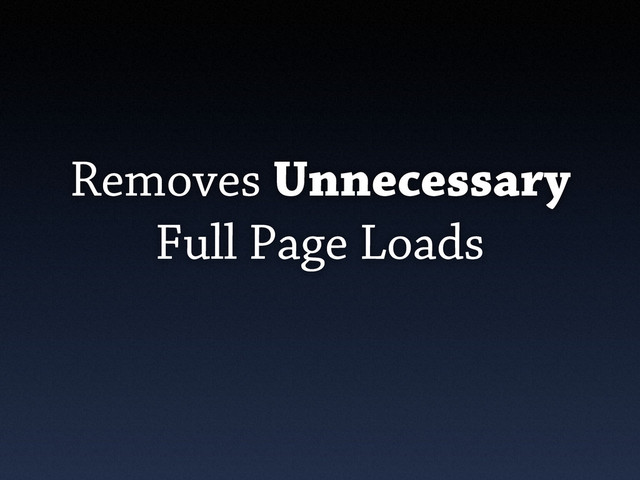 Removes Unnecessary
Full Page Loads
