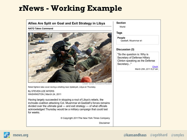 @agebhard
@kansandhaus @smyles
rnews.org
rNews - Working Example

