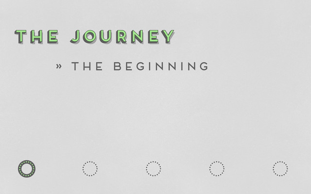 o o o
o o
o
the journey
The Journey
the journey
the journey
» The beginning
