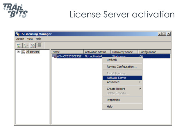 License Server activation

