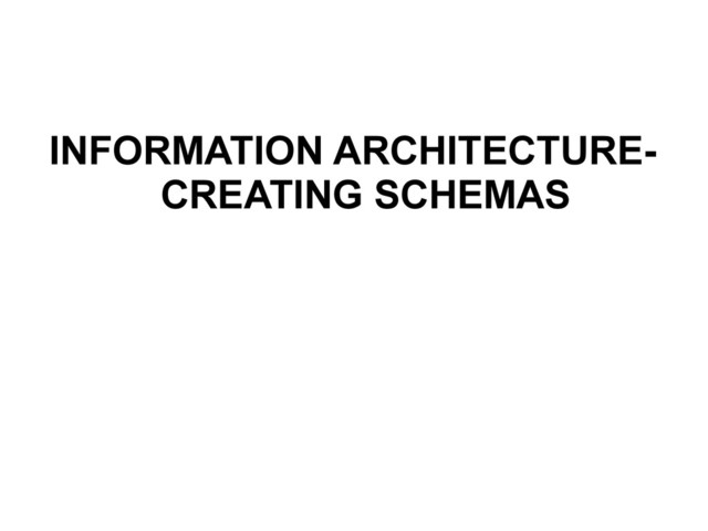 INFORMATION ARCHITECTURE-
CREATING SCHEMAS
