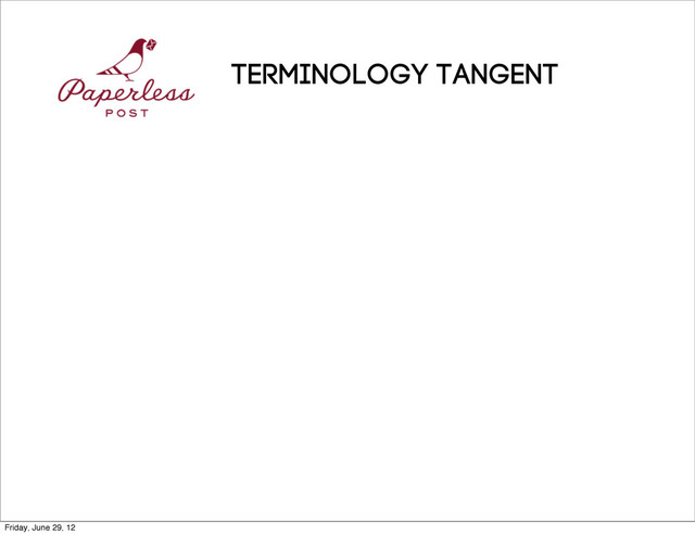 Terminology TANGENT
Friday, June 29, 12
