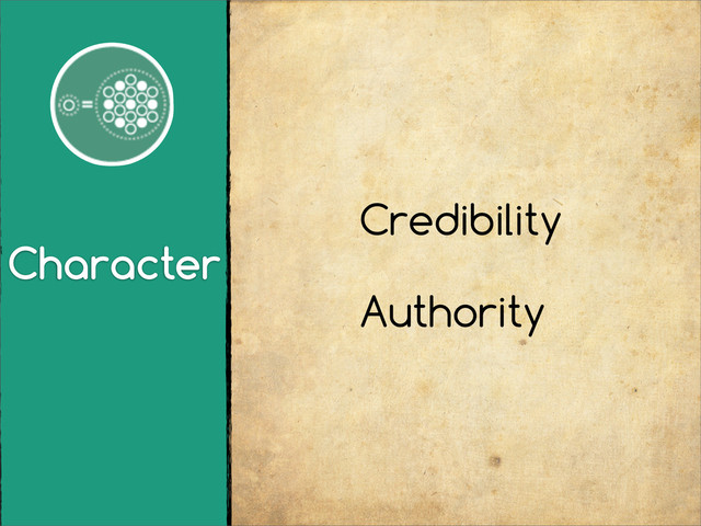 Character
Credibility
Authority
