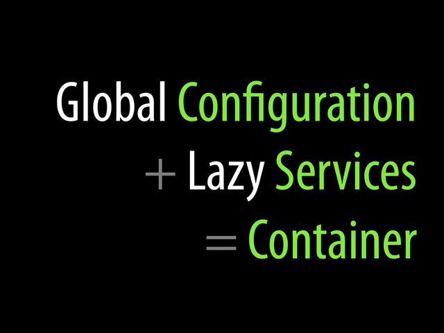 Global Con guration
+ Lazy Services
= Container
