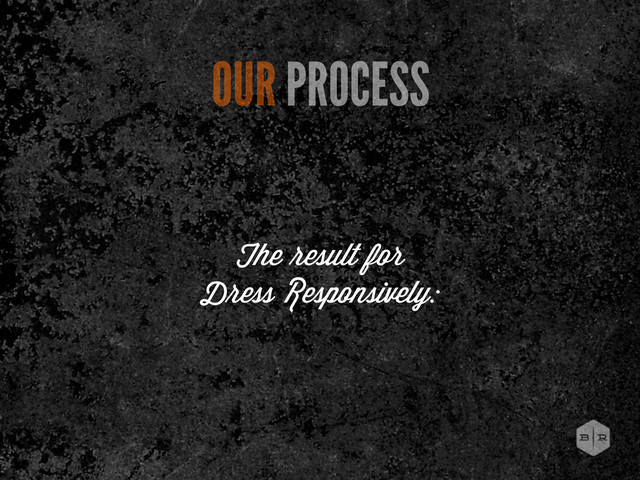 The esult for
D ess Responsively:
OUR PROCESS
