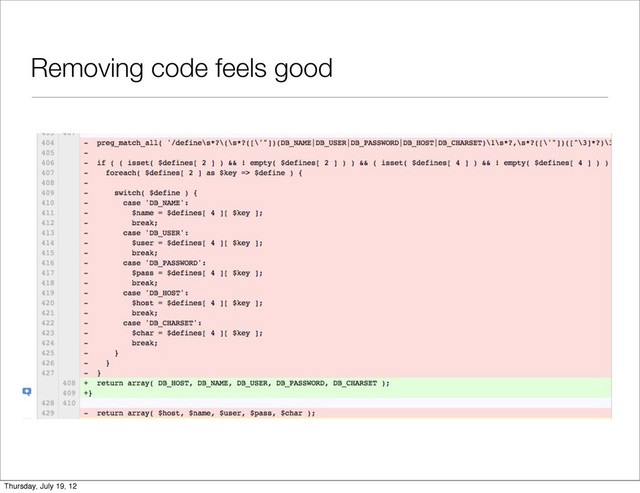 Removing code feels good
Thursday, July 19, 12
