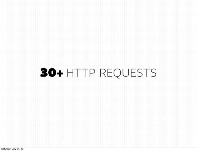 30+ HTTP REQUESTS
Saturday, July 21, 12
