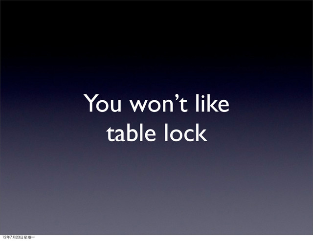 You won’t like
table lock
12年7月23日星期⼀一
