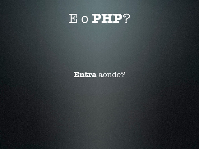 E o PHP?
Entra aonde?
