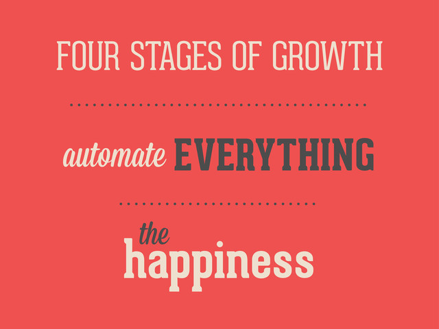 FOUR STAGES OF GROWTH
happiness
the
EVERYTHING
automate
