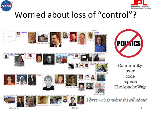 Worried	  about	  loss	  of	  “control”?	  
20-­‐Jun-­‐12	   OSSDC	   11	  
