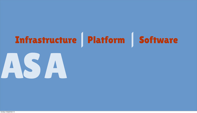 AS
Infrastructure Platform Software
A
Sunday, 9 September 12
