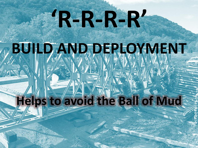 ‘R-R-R-R’
BUILD AND DEPLOYMENT
Helps to avoid the Ball of Mud

