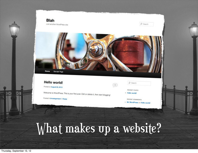 What makes up a website?
Thursday, September 13, 12
