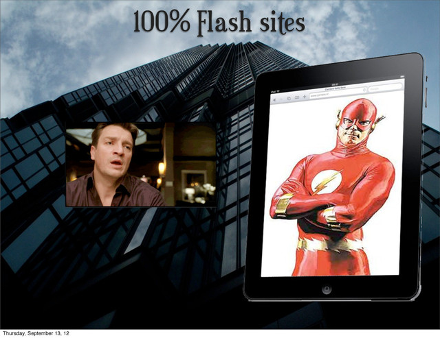 100% Flash sites
Thursday, September 13, 12
