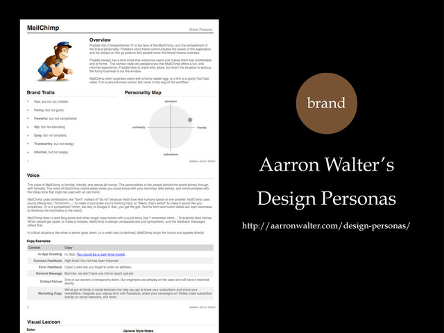 Aarron Walter’s
Design Personas
http://aarronwalter.com/design-personas/
brand
