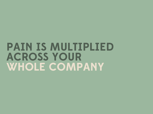 PAIN IS MULTIPLIED
ACROSS YOUR
WHOLE COMPANY
