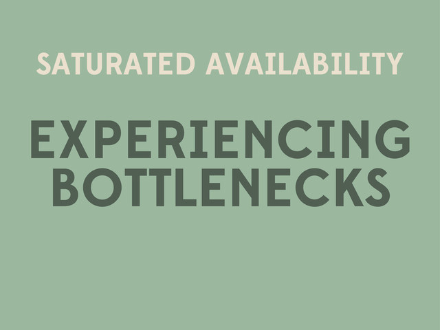 SATURATED AVAILABILITY
EXPERIENCING
BOTTLENECKS
