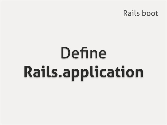 Deﬁne
Rails.application
Rails boot
