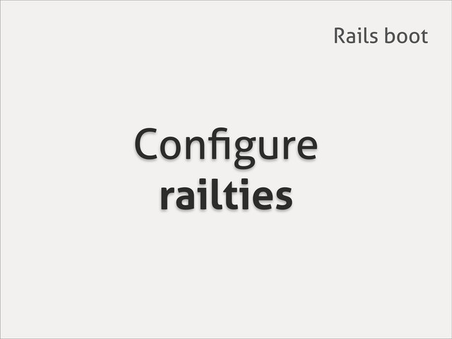 Conﬁgure
railties
Rails boot
