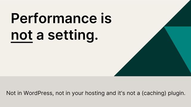Performance is
not a setting.
Not in WordPress, not in your hosting and it's not a (caching) plugin.
