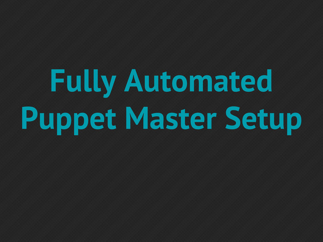 Fully Automated
Puppet Master Setup
