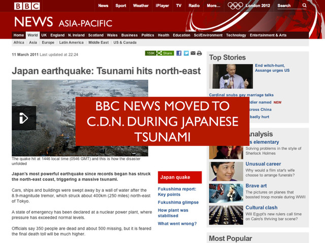 BBC NEWS MOVED TO
C.D.N. DURING JAPANESE
TSUNAMI
