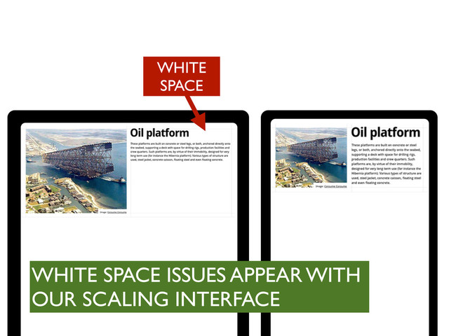 WHITE SPACE ISSUES APPEAR WITH
OUR SCALING INTERFACE
WHITE
SPACE
