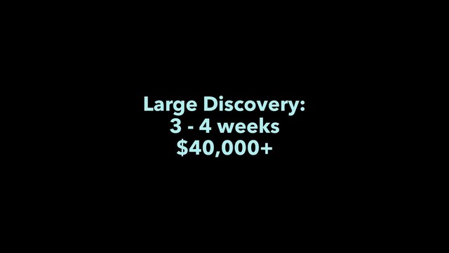 Large Discovery:
3 - 4 weeks
$40,000+

