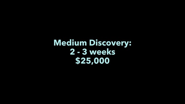 Medium Discovery:
2 - 3 weeks
$25,000
