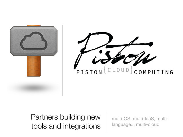 multi-OS, multi-IaaS, multi-
language... multi-cloud
Partners building new
tools and integrations
