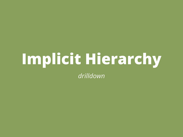 Implicit Hierarchy
drilldown
