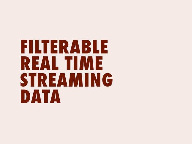 FILTERABLE
REAL TIME
STREAMING
DATA
